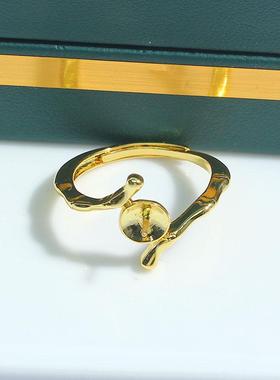 DIY珍珠配件新款S925纯银戒指