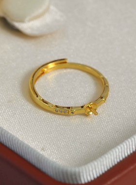 DIY珍珠配件中性风戒指空托