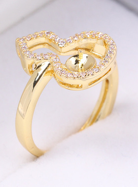 女铜镀金珍珠配件DIY空托