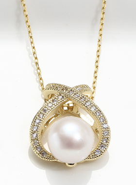 diy14k国产吊坠托锆石配件珍珠