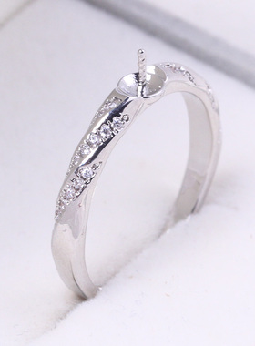 铜镀18K金扭花镶锆石珍珠戒指