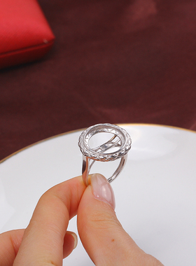 S925纯银菱形花边马贝珍珠戒指