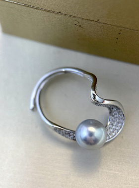 S925纯银灵动设计珍珠戒指空托