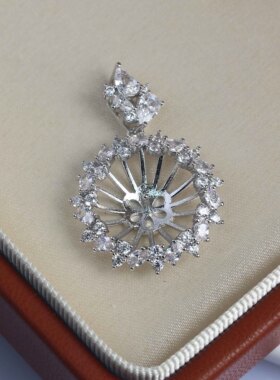 珍珠配件铜镀金太阳花吊坠空托