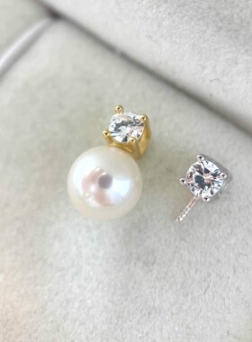 DIY珍珠配件新款S925纯银锆石镶钻简约吊坠空托时尚精致百搭通勤