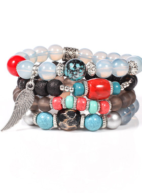 仿蜜蜡菩提玻璃珠多元素情侣手链