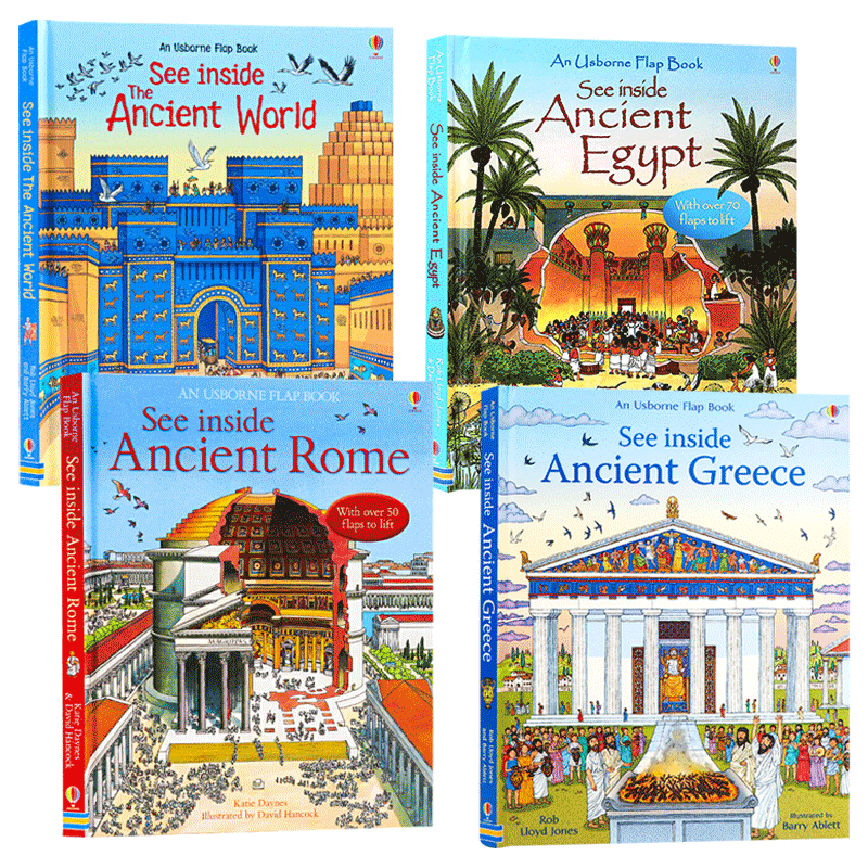 Usborne See Inside Ancient Rome Greece Egypt 尤斯伯恩看里面系列4册 古罗马+古希腊+古埃及+古代世界 英文原版儿童科普绘本 - 图0