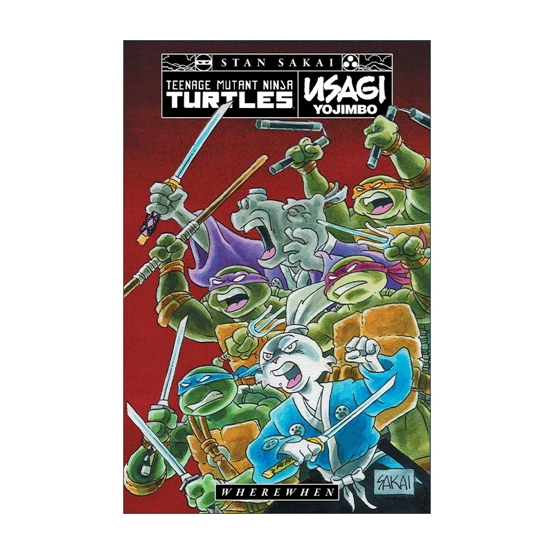 英文原版Teenage Mutant Ninja Turtles-Usagi Yojimbo WhereWhen忍者神龟 宫本兔 兔子武士 何时何地 IDW漫画 Stan Sakai坂井正彦 - 图0