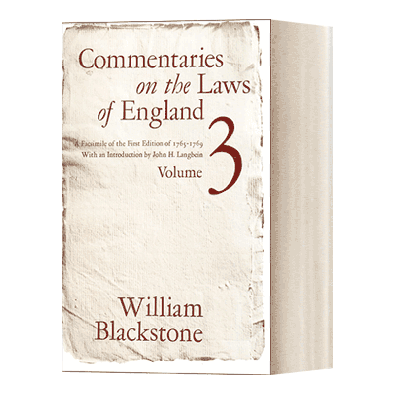 英国法释义 卷三 Commentaries on the Laws of England Volume 3 William Blackstone 英文原版法律专业读物 进口英语书籍