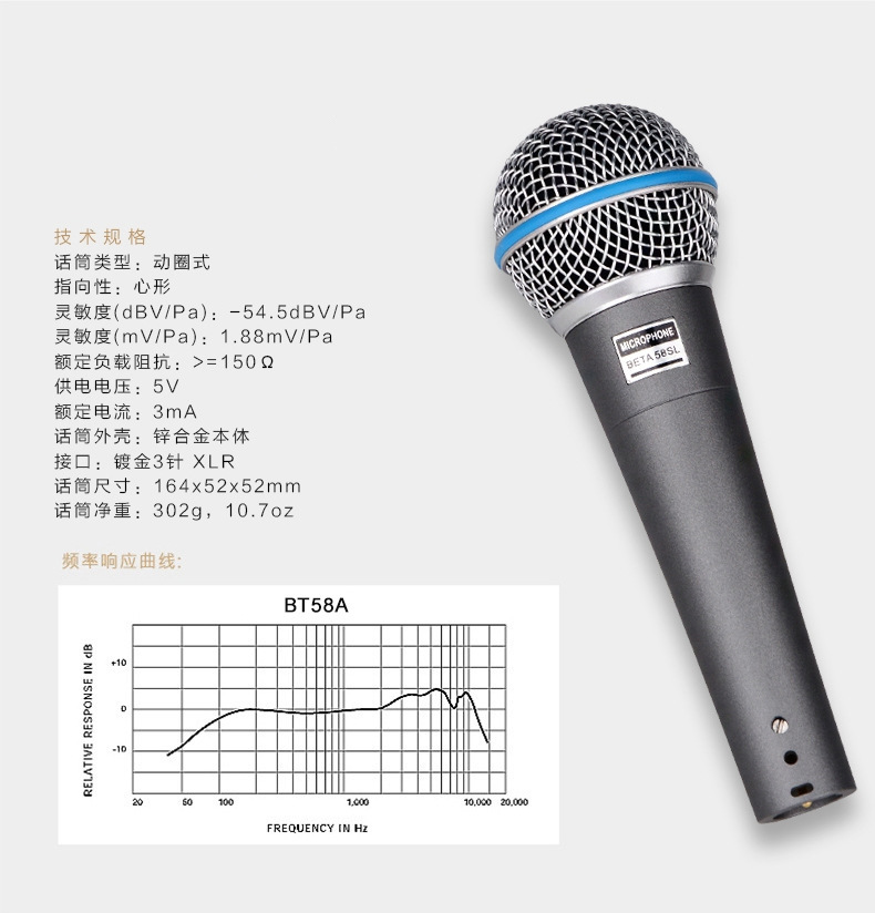 动圈话筒麦克风人声话筒SM58主播直播K歌麦克风KTV-图2