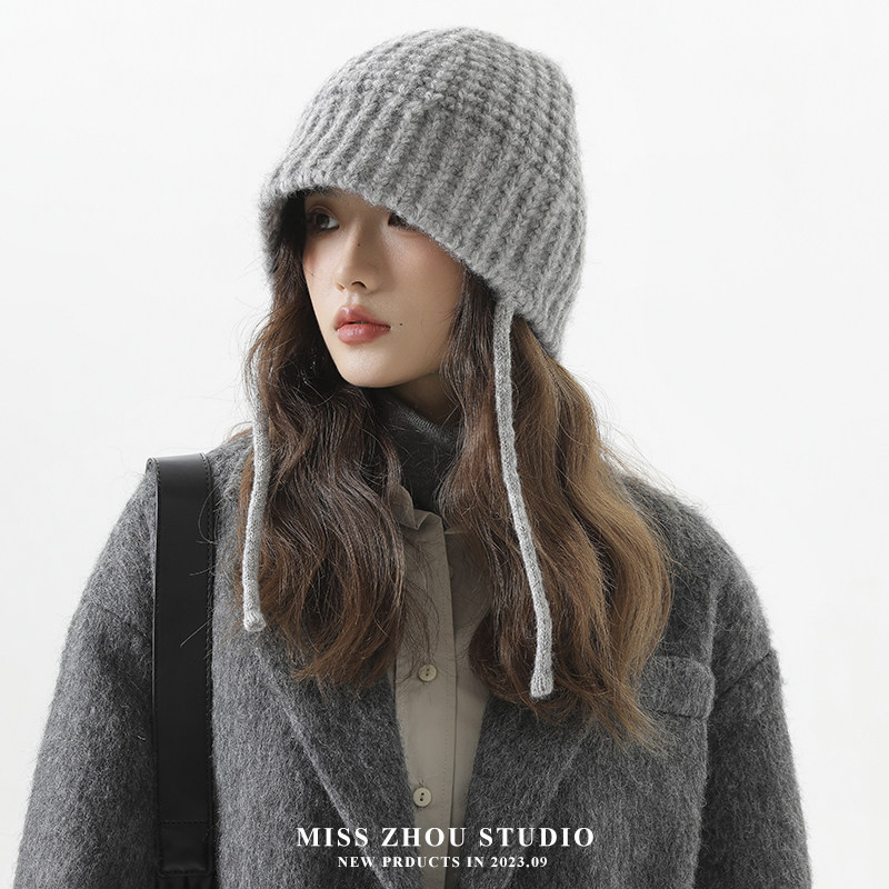 日系复古百搭针织盆帽女秋冬季2025新款保暖护耳毛线帽子显脸小潮,淘宝优惠券,粉丝福利购,淘宝优惠卷