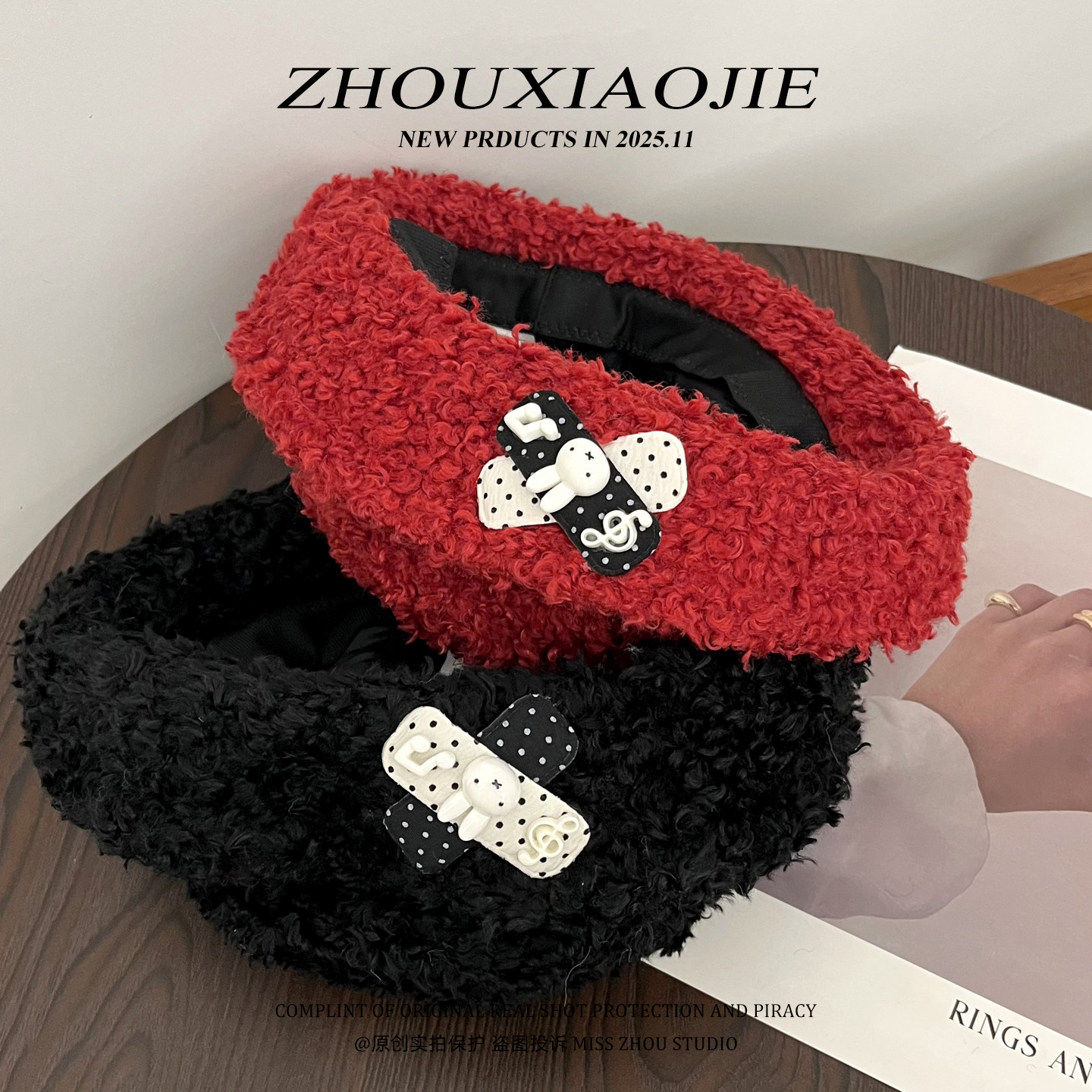 复古红色圣诞羊羔绒渔夫帽子女冬季甜美氛围感翻檐百搭显脸小礼帽,淘宝优惠券,粉丝福利购,淘宝优惠卷