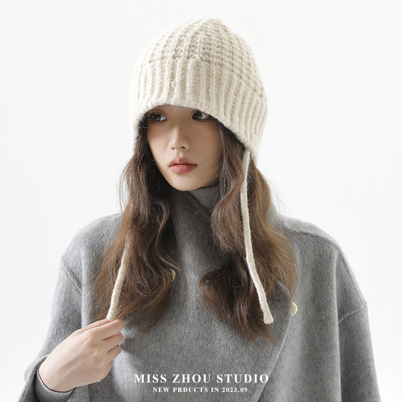 日系复古百搭针织盆帽女秋冬季2025新款保暖护耳毛线帽子显脸小潮,淘宝优惠券,粉丝福利购,淘宝优惠卷