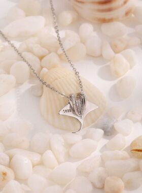 2023热卖新款S925纯银海洋生物魔鬼鱼造型澳宝项链轻奢小众个性女