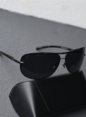 155mm超大框男士偏光太阳镜无框蛤蟆镜大弯度黑色墨镜大脸胖加宽