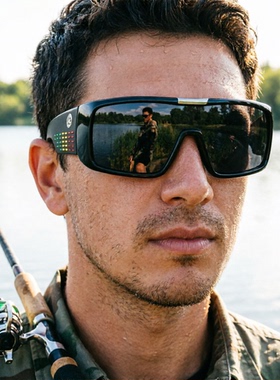 男士连体偏光太阳镜时尚运动休闲防风镜一体墨镜男砂黑色眼镜宽腿