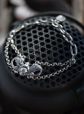 民族风925纯银手链复古做旧蝙蝠古装汉服搭配个性手链新年礼物