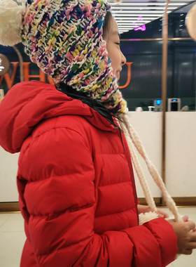 可爱甜美护耳少年逛街白色毛线帽