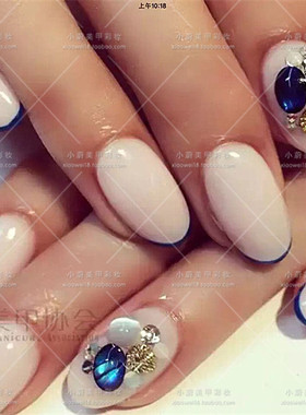 diy海洋风彩色天然光疗日系美甲
