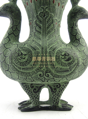 仿古青铜器双凤杯凤尊和尊艺术品家居摆件桌面笔筒办公室装修