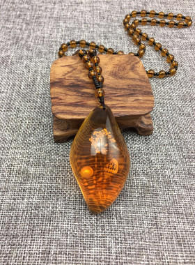 琥珀植物天然商务礼品吊坠项链