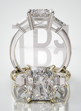 18K金小八角四爪轻奢婚戒可定制