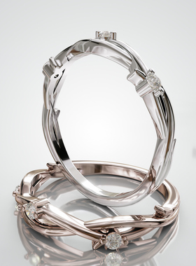 18K金扭臂交叉造型光面戒轻奢小众设计感婚戒可定制百搭食指戒