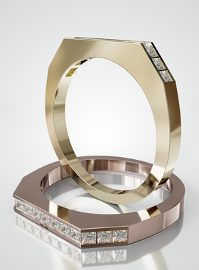 18K金公主方钻轻奢情侣对戒