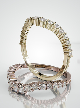 壹钻18K金V形石排戒轻奢定制