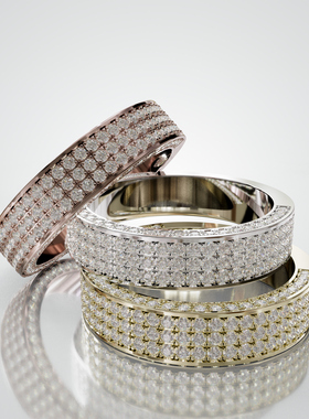 18K金满镶轻奢情侣对戒可定制