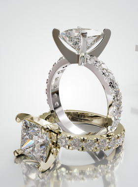 18K金公主方满镶轻奢婚戒定制