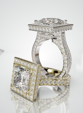 18K金公主方满镶轻奢婚戒定制