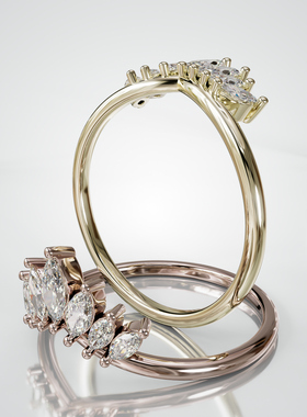 18K金水滴群镶轻奢可定制女戒