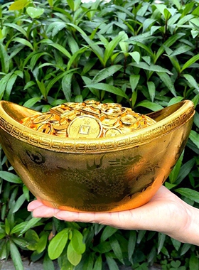 仿真银元宝摆件空心果盘盒金元宝