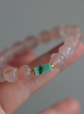 天然南红精雕弥勒佛手链超美成色搭配天然翡翠A货仿古回纹珠63