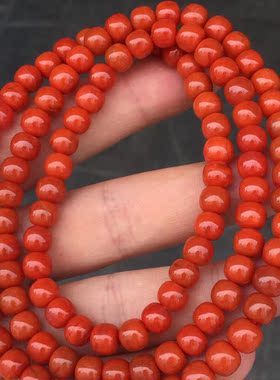 新货 南红老型佛珠手链 川料瓦西南红柿子红老型佛珠颜色红润