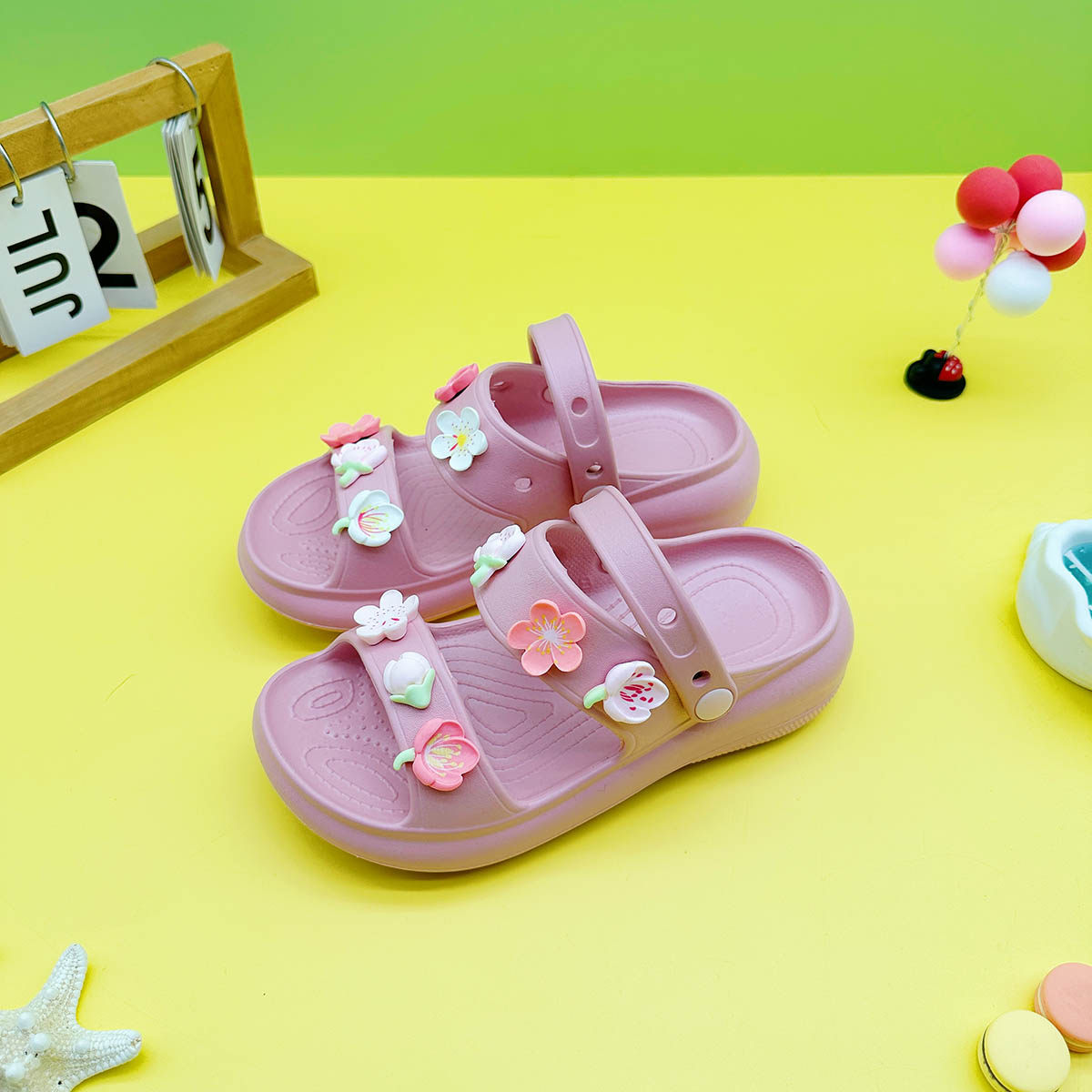 新款卡通樱花eva亲子鞋夏季百搭男童女童时尚凉鞋厚底防滑拖鞋,淘宝优惠券,粉丝福利购,淘宝优惠卷