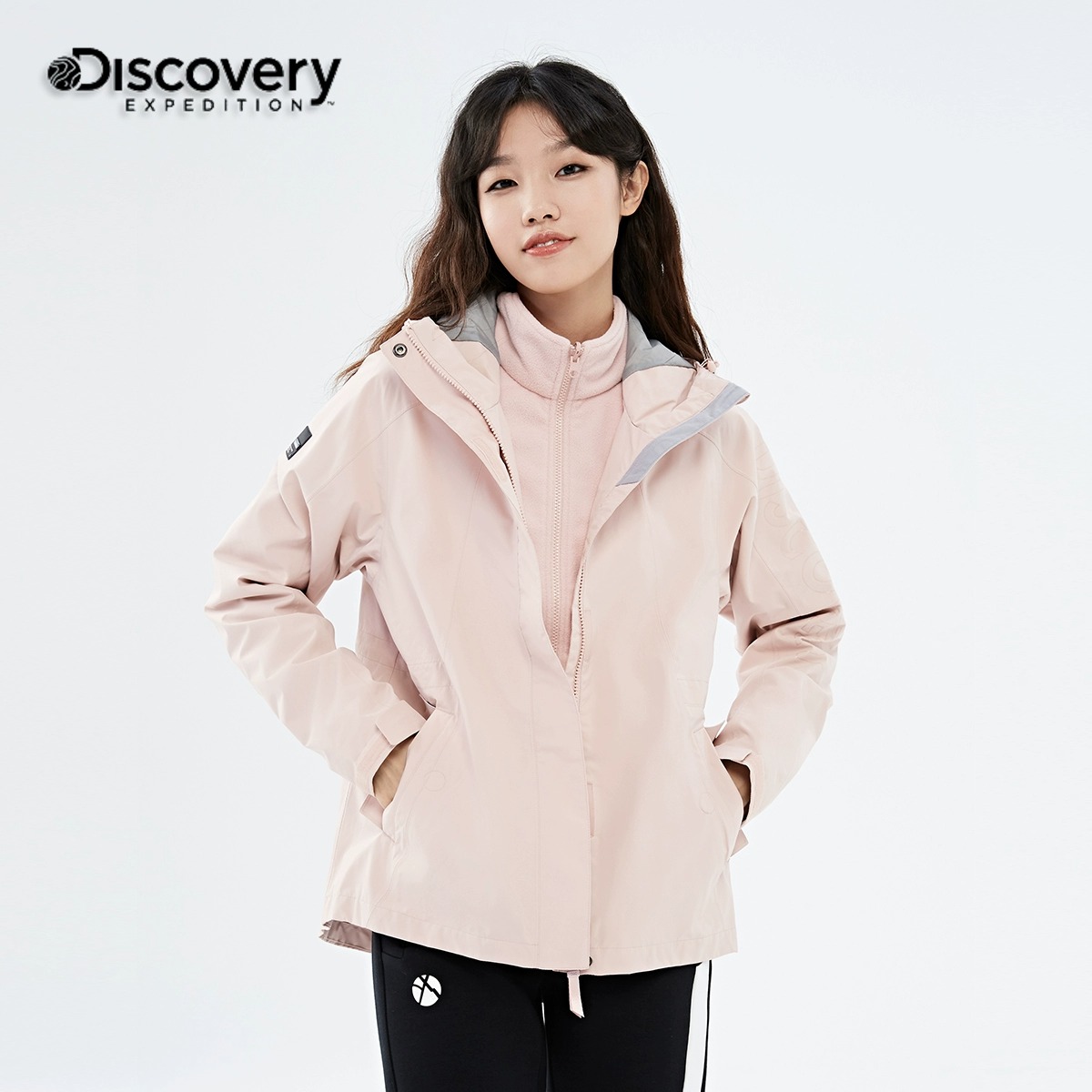 Discovery冲锋衣女三合一春秋户外防风防水夹克旅游外套登山服 - 图3