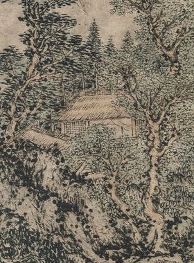 元代王蒙闭门著书图名家国画真迹复制品高清艺术微喷绢本临摹范本