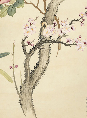 清钱维城梅茶水仙图传统花卉国画复制品高清艺术微喷绢本临摹画心