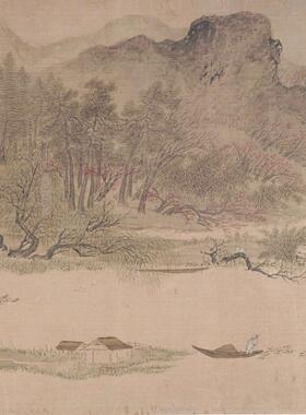 宋 佚名 溪山春晓图国画真迹微喷复制山水风景装饰画学习临摹装裱