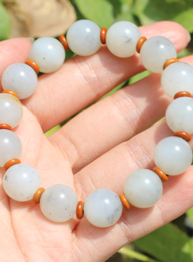 方言和田玉点墨白玉青花籽料手串