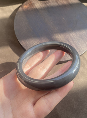 青海老料温润烟紫色59mm气质手镯