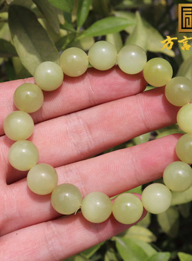 方言和田玉黄口料12mm圆珠手串