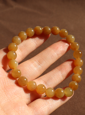 新疆且末高脂黄糖玉8mm圆珠手串