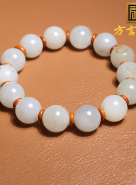 方言和田玉细腻点墨青花籽料手串