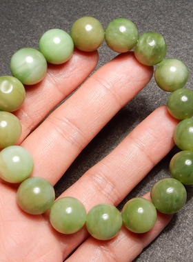 方言和田玉俄料老坑阳绿碧玉手串