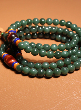 方言和田玉俄色标冰阳绿碧玉手串