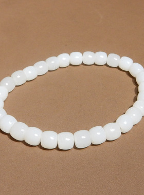 特惠方言和田玉95于田料油润细腻羊脂白玉卡7mm直切珠手链手串R5