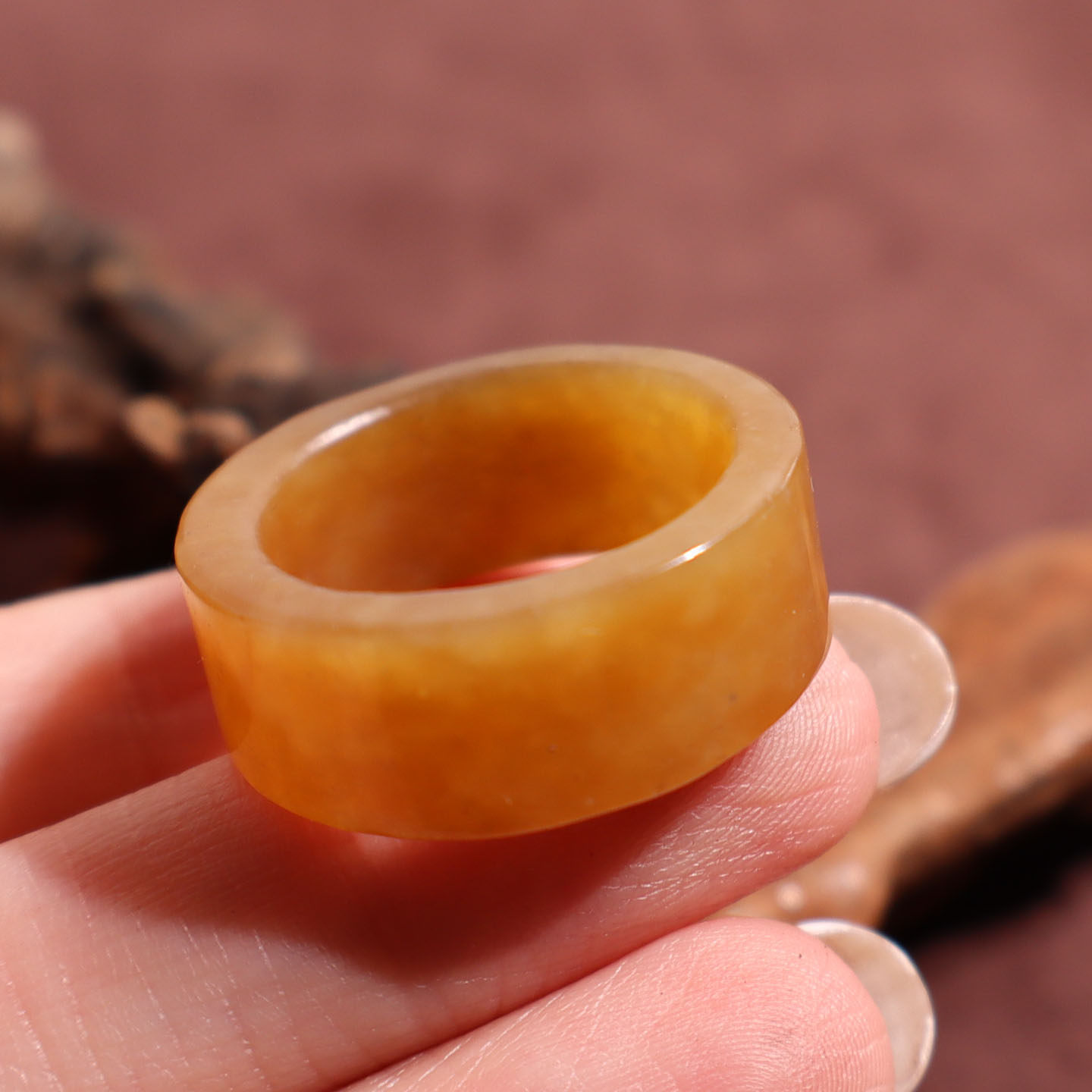 Jade Jubilee Jewelry Promotion Hotan Jade Xinjiang Oily Waxy High Fat Brown Sugar Jade Ring 18mm Ring Ring A9